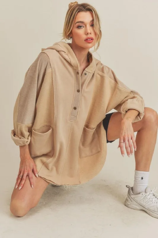 Aemi+Co Slit Half Snap Oversize Hoodie Gym