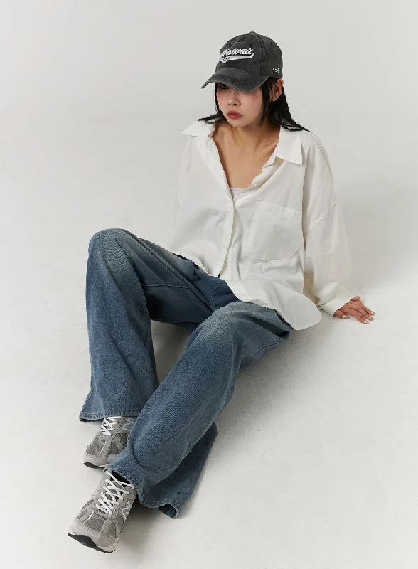 Collar Solid Button Long Sleeve Blouse CJ405 Modern Women's 