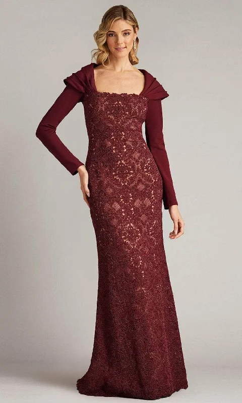 Tadashi Shoji CGC24684L - Embroidered Long Sleeve Evening Gown Traditional Women's Wool