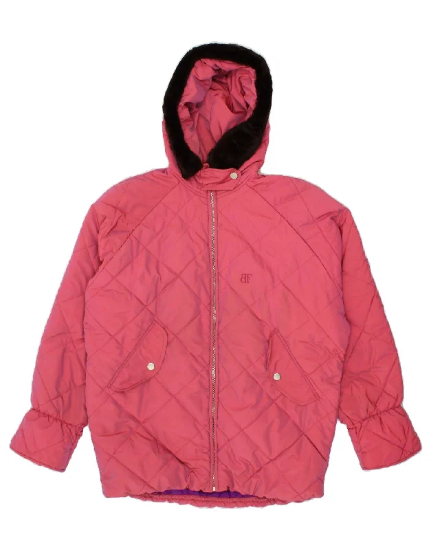 BELFE & BELFE Womens Oversized Hooded Padded Jacket IT 44 Medium Pink Women