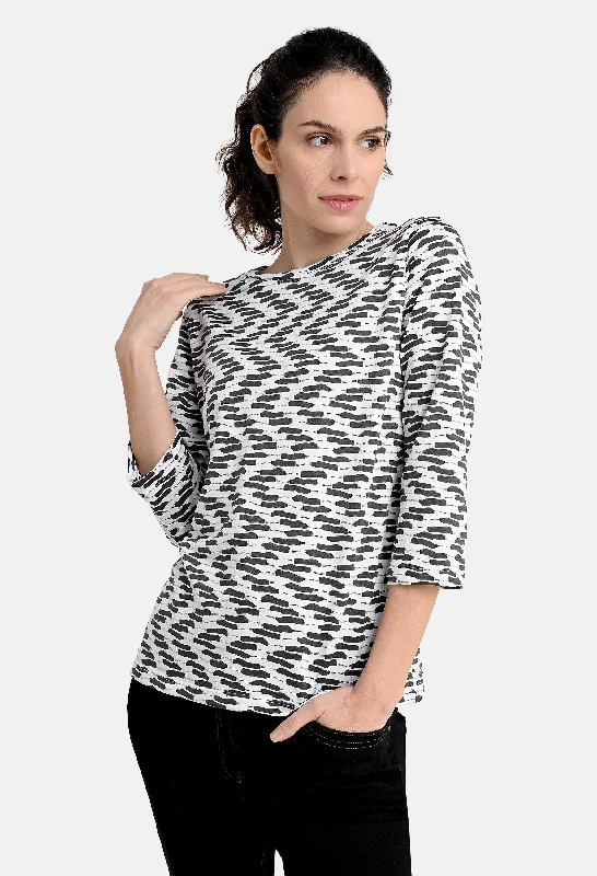 Shirt Jacquard Wave Print Top Streetwear Style for 