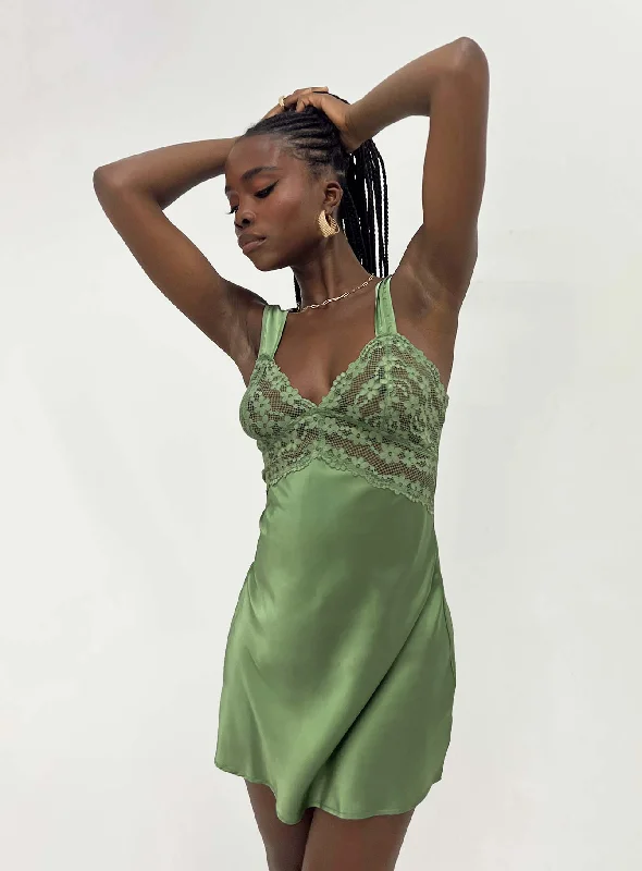 Bel Air Mini Dress Green Youthful Women's Anime - inspired
