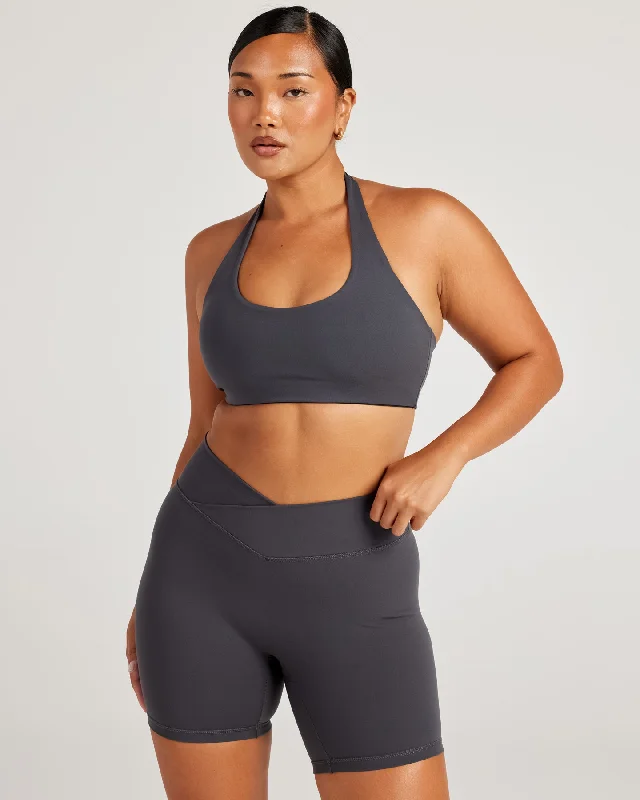Aura Halter V2 Bra - Charcoal Sharp Women's Italian