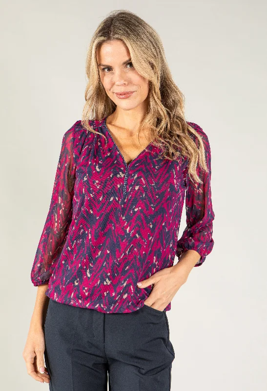 V Neckline Mesh Top Polished Women's Silk