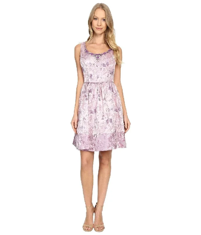 Adrianna Papell - 41919570 Metallic Jacquard  Floral Cocktail Dress Sporty Women's Athleisure 