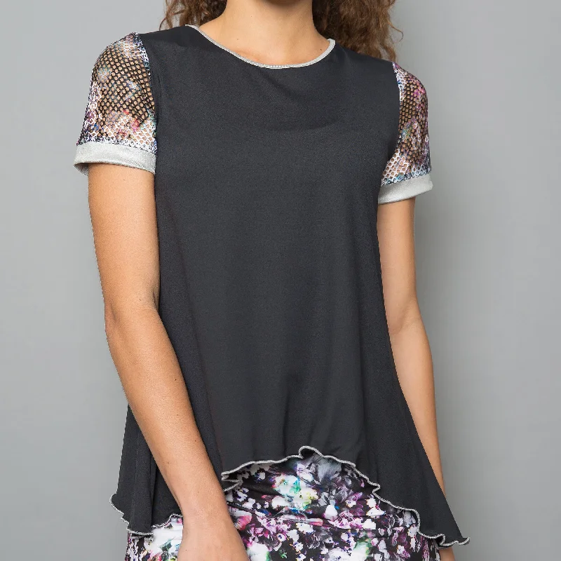 Vivid Dark Cap-Sleeve Top (black) Artistic Women's Avant - 