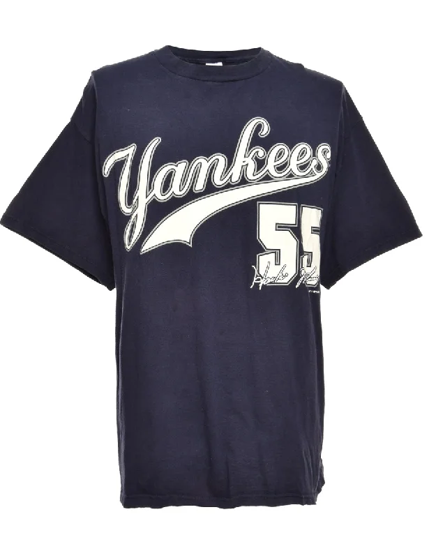 New York Yankees Baseball Navy Sports T-shirt - L Monochromatic All - in - one