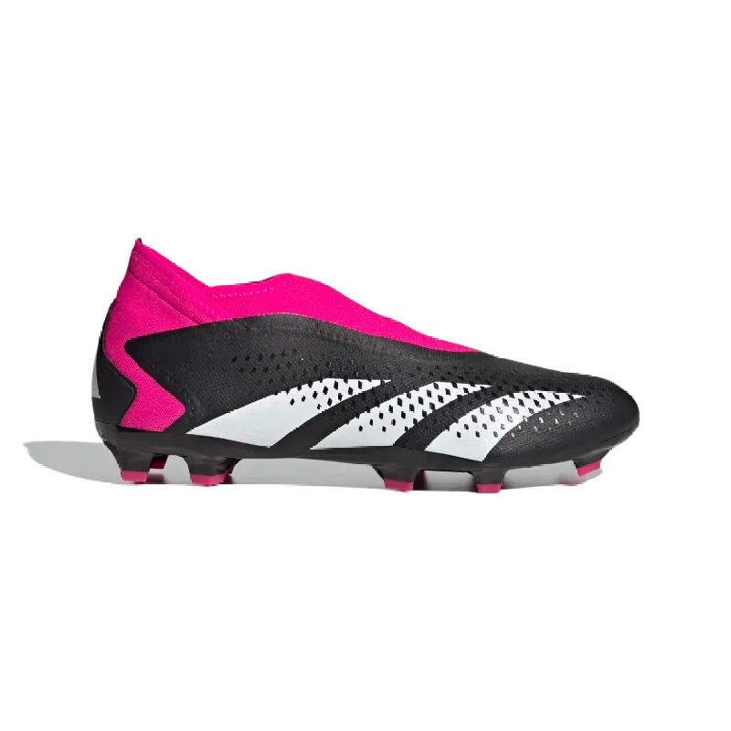 ADIDAS PREDATOR ACCURACY.3 LACELESS FIRM GROUND SOCCER-Core Black / Cloud White / Team Shock Pink 2 Geometric