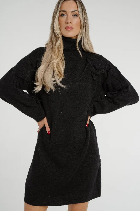 Holly Polo Neck Knit Dress In Black Dynamic Women's High - energy