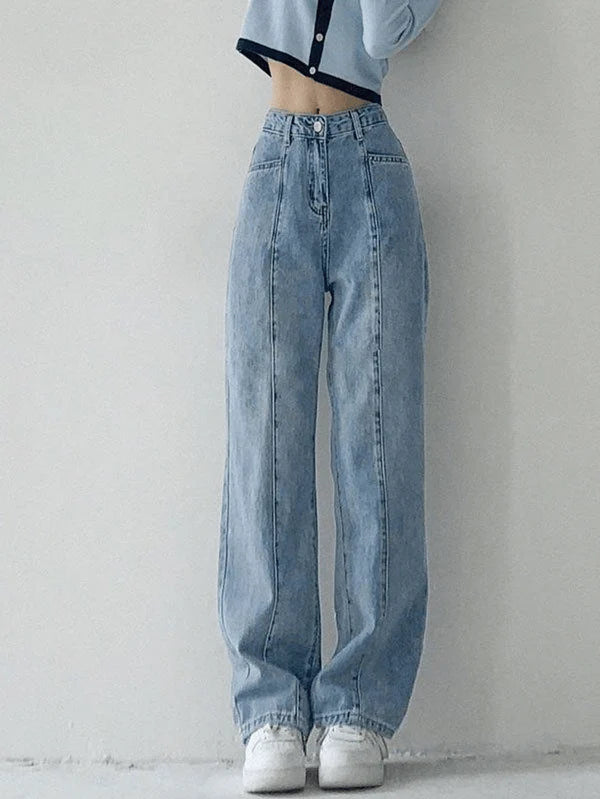 SEAM DETAIL WASHED BOYFRIEND JEANS      S2823 Confident Women's Power