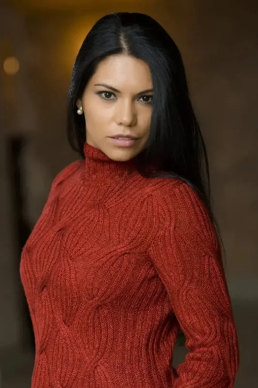 Cross Cable Woman Pullover Bison, Merino & Silk Polished Women's Silk