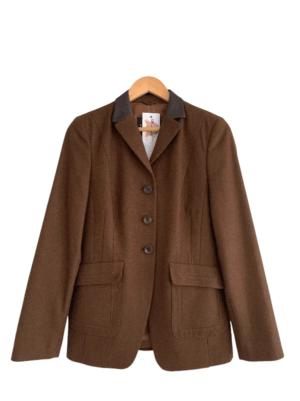 Schneiders Wool and Leather Single Breasted Jacket Brown Size Medium Women