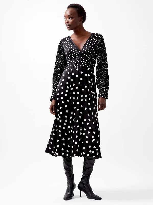 Polka Dot Candice Satin Dress Sustainable Organic