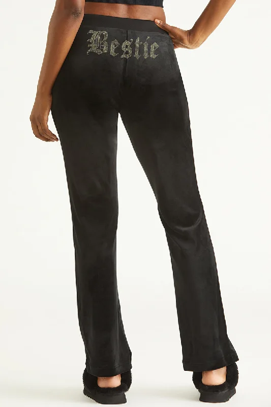 Bestie Big Bling Velour Track Pants Cool Women's Distressed
