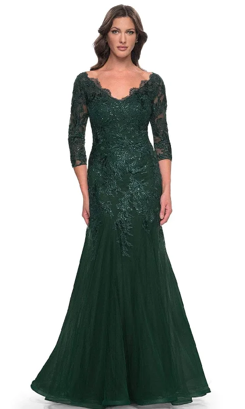 La Femme 30823SC - Quarter Sleeve Sequin Lace Formal Dress Laid - back Women's Vibe