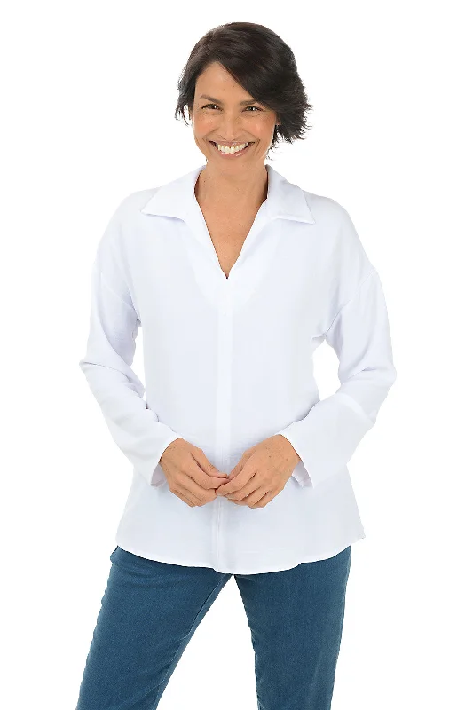Button-Back Collared Blouse Refined Women's 