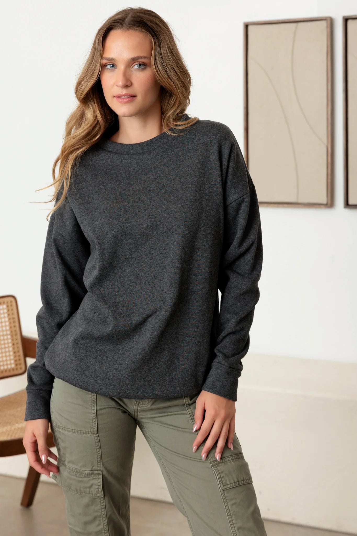 Basic Long Sleeve Soft Sweatshirt Edgy Women's Punk