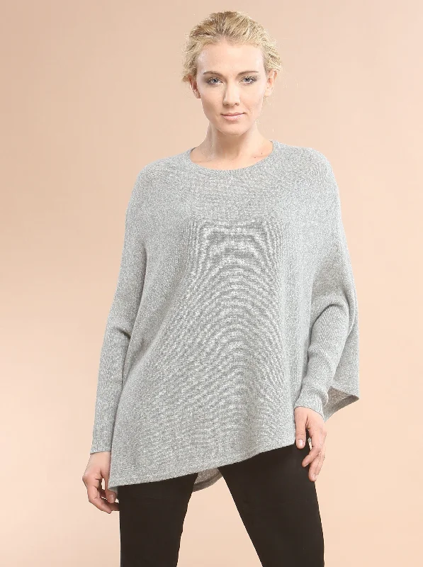 Asymmetrical Hem Easy Crewneck in Cashmere Sophisticated Women's 