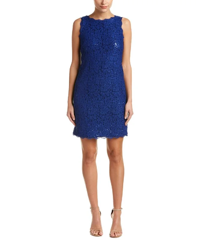 Adrianna Papell - 41929990 Sleeveless Embellished Lace Sheath Dress Casual Women's Japanese 