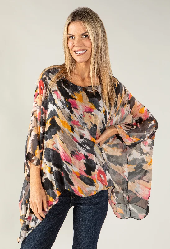Colour Splash Waterfall Silk Top Minimalist Women's Casual
