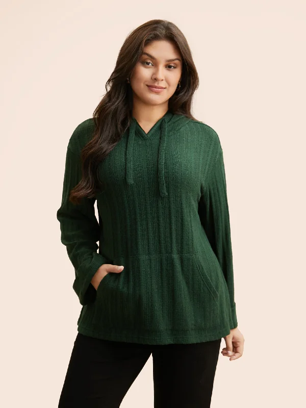 Supersoft Essentials Textured Hooded Roll Sleeve Sweatshirt Women