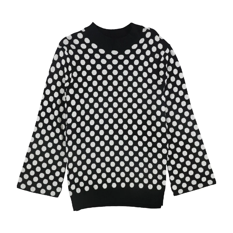Alfani Womens Dot-Print Pullover Sweater, Black, Medium Edgy Women's Punk