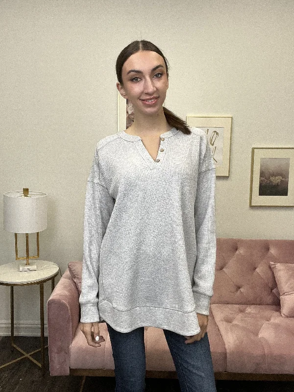 Simple Taste Women's Textured Knit Long Sleeve Top Athletic Women's 