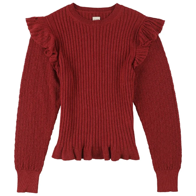 Rebecca Taylor Womens Ruffle Ribbed Pullover Sweater, Red, Small Youthful Women's Anime - inspired Rebecca Taylor Womens Ruffle Ribbed Pullover Sweater, Red, Small Youthful Women's Anime - inspired