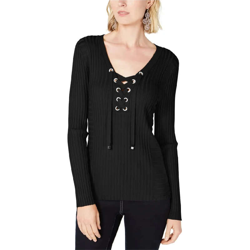 I-N-C Womens Ribbed Rhinestone Pullover Sweater Minimalist Women's Casual