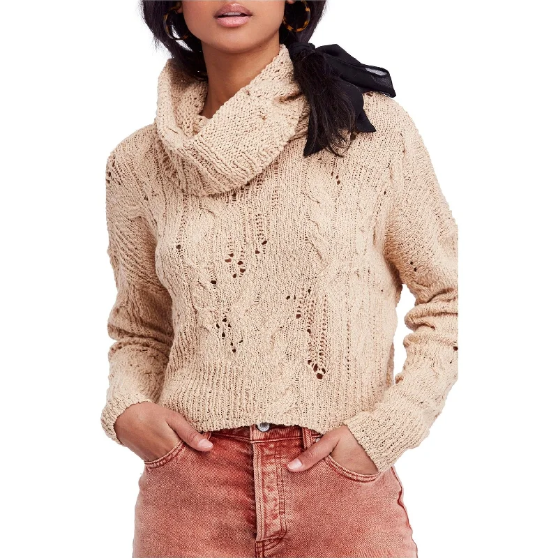 Free People Womens Shades of Dawn Pullover Sweater, Beige, Large Classic Women's Pin - striped