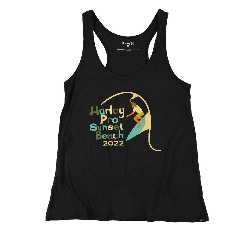 Hurley Womens Sunset Surf Racerback Tank Top, Black, Large Earthy Women's Hemp - based