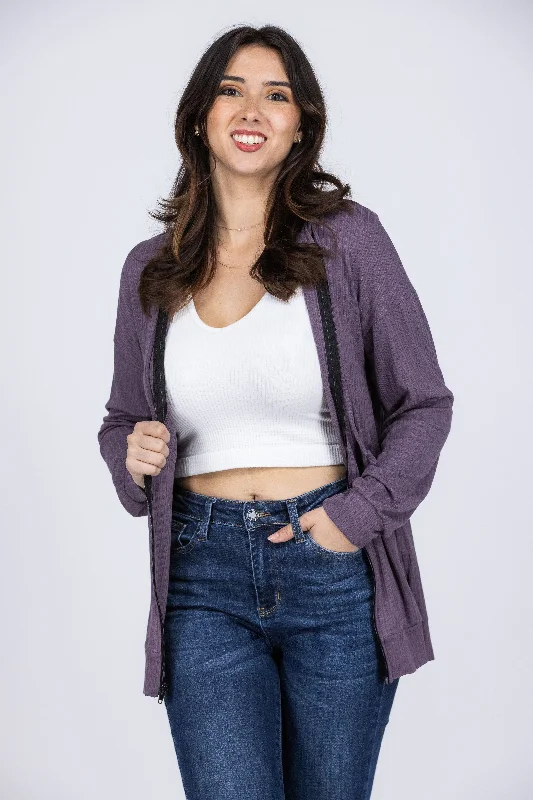 Simple Days Women's Solid Knit Zip Up Hoodie Confident Women's Power
