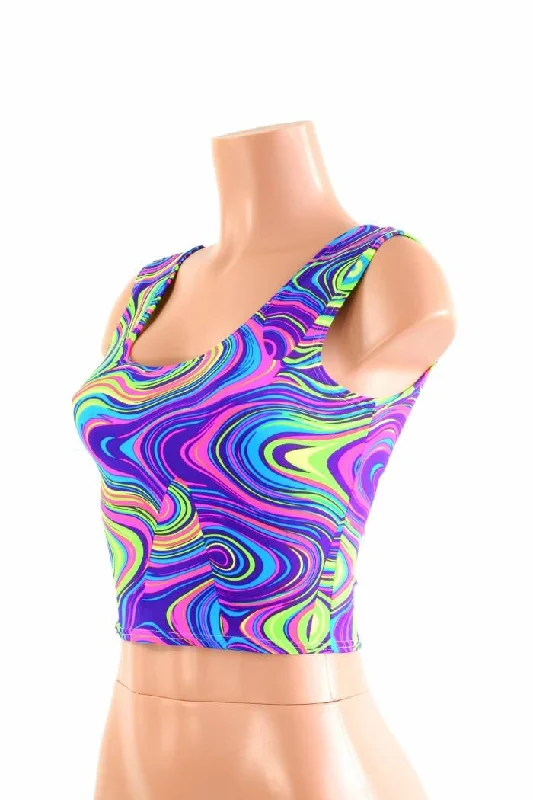 Neon Glow Worm Tank Crop Modern Women's Tech