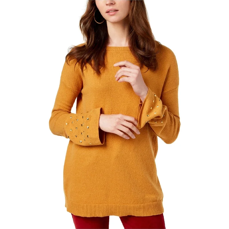 Michael Kors Womens Studded Cuffs Pullover Sweater, Yellow, Large Stylish Women's Neon