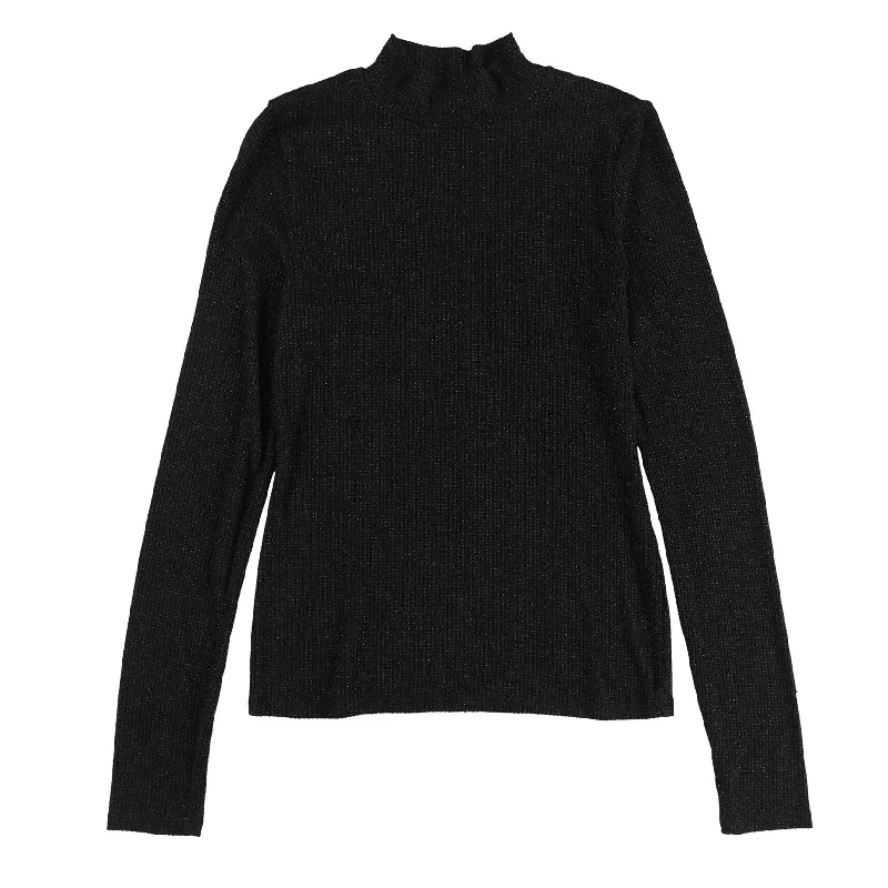 Project Social T Womens Metallic Mock Neck Pullover Sweater, Black, Small Refined Women's Classic 