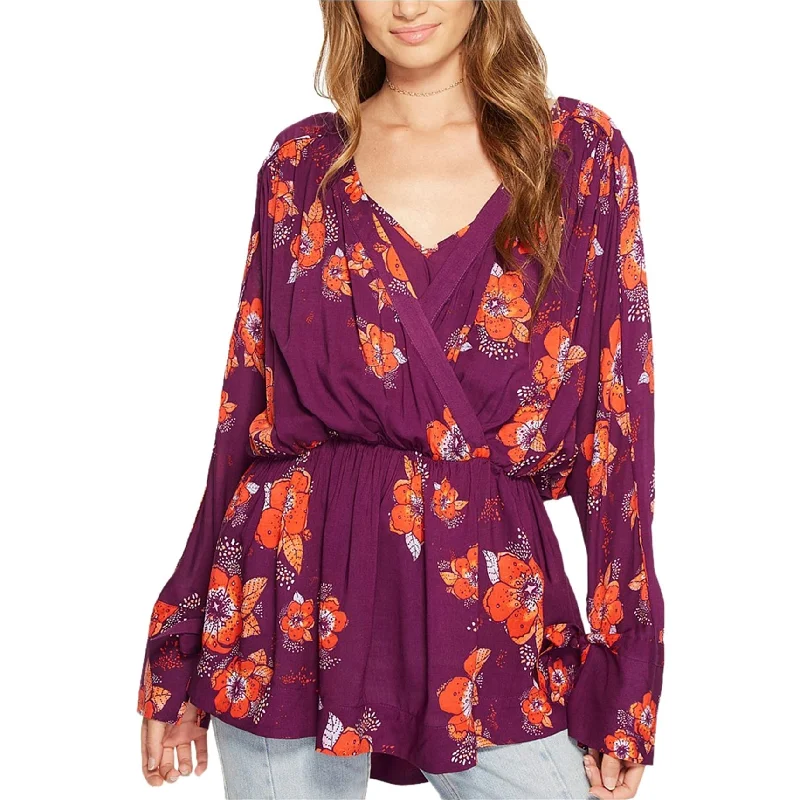 Free People Womens Tuscan Dreams Tunic Blouse, Purple, X-Small Minimalist Women's Casual