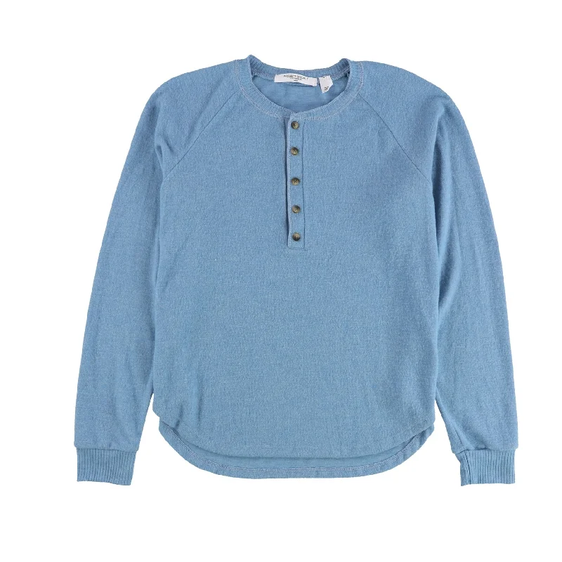 Project Social T Womens Button Up Henley Sweater, Blue, Small Minimalist Women's Casual