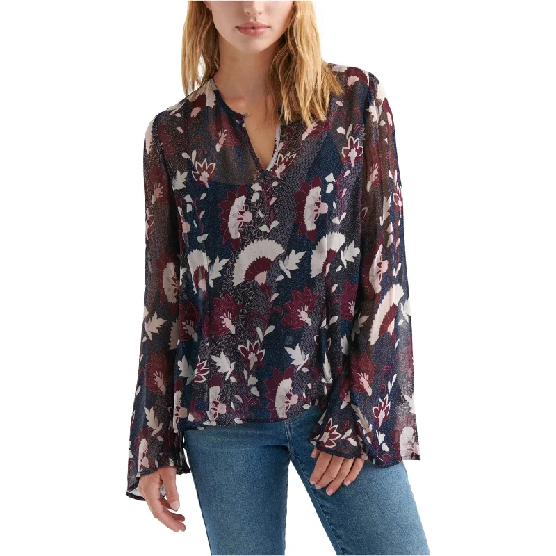 Lucky Brand Womens Printed Peasant Blouse, Black, Medium Tough Women's Military - inspired