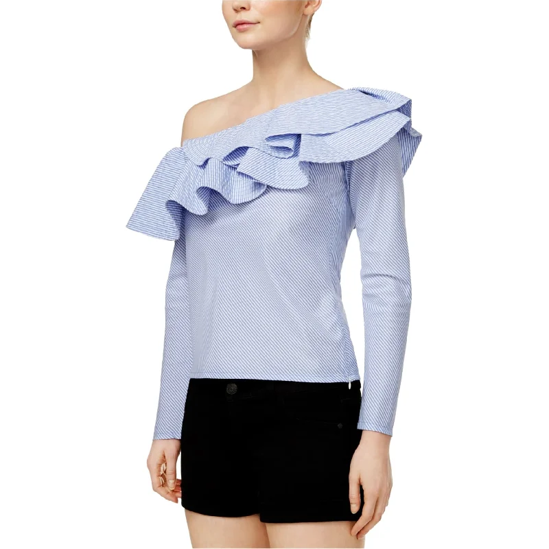 Mare Mare Womens Gemma One-Shoulder Ruffled One Shoulder Blouse, Blue, Small Relaxed Women's Beachy