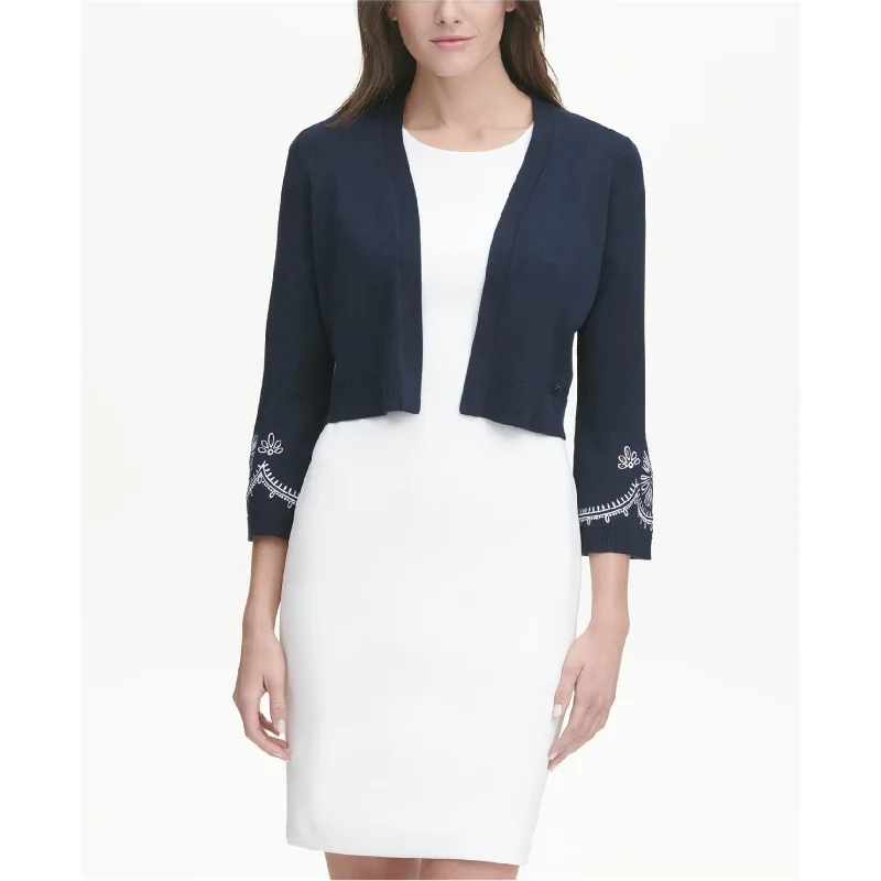 Tommy Hilfiger Womens Embroidered Crop Cardigan Sweater, Blue, X-Large Dynamic Women's Moto