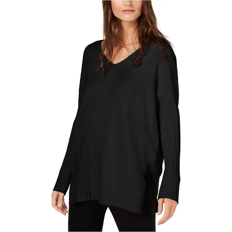 French Connection Womens Ribbed Sleeve Pullover Sweater, Black, X-Small Sharp Women's Italian