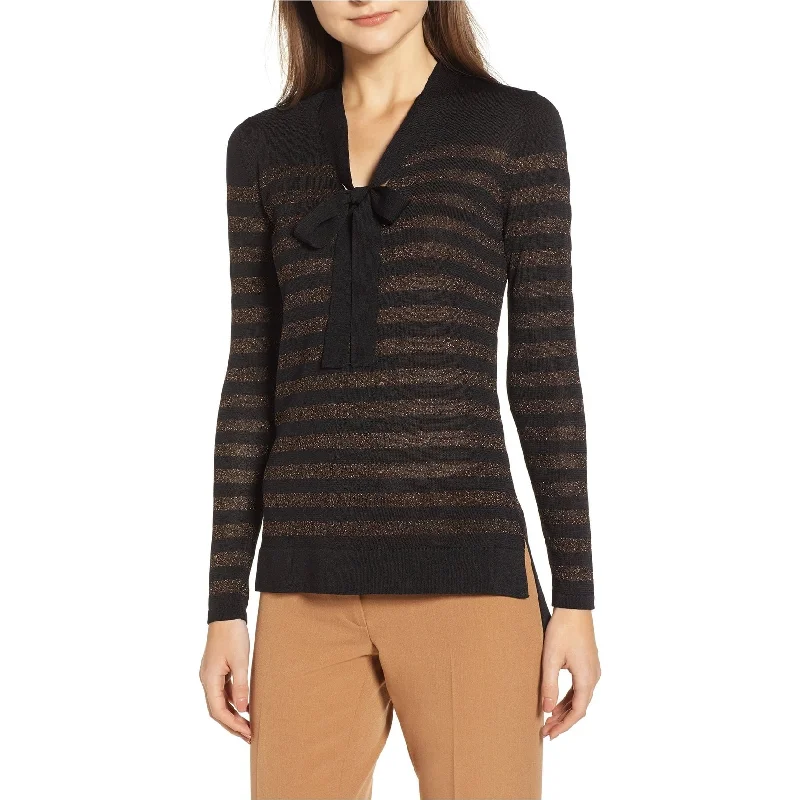 Anne Klein Womens Metallic Stripe Pullover Sweater, Black, X-Large Dapper Women's Bow - adorned