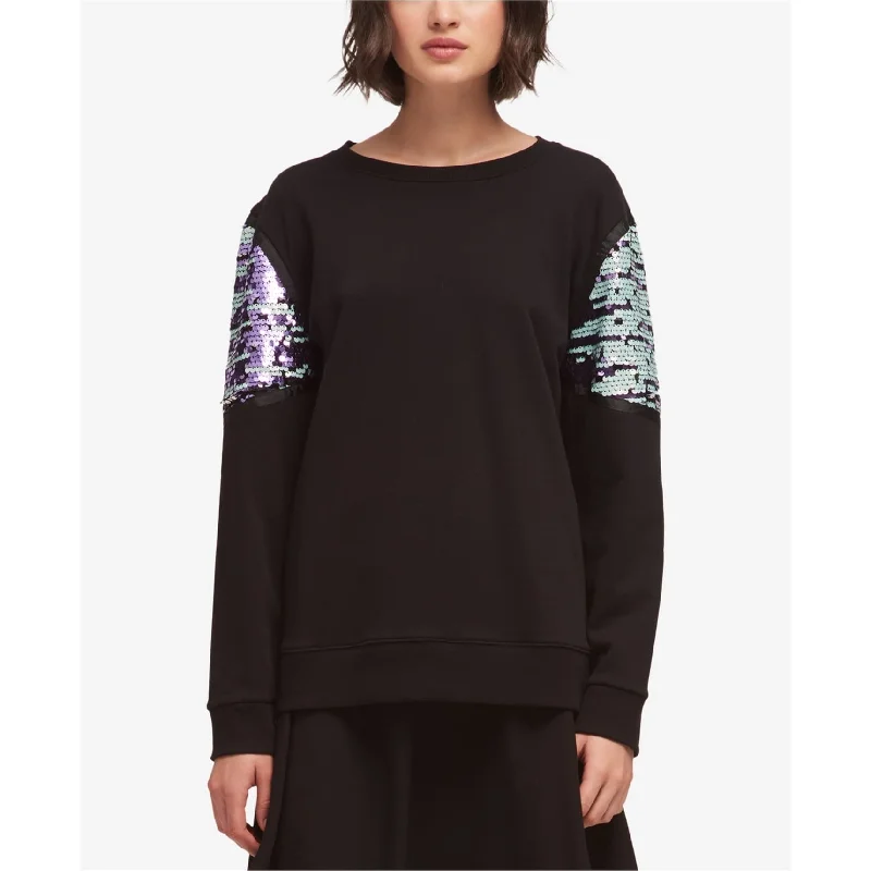DKNY Womens Sequin Pullover Sweater, Black, Medium Sophisticated Women's 