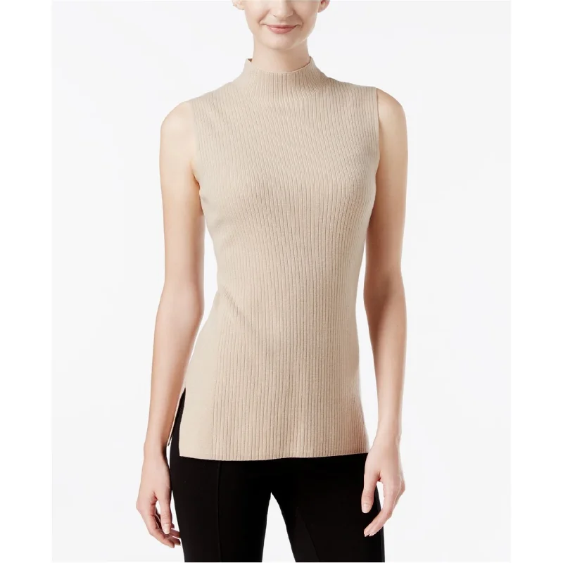 Calvin Klein Womens Ribbed Sweater Vest, Beige, Medium Refined Women's Hand - crafted