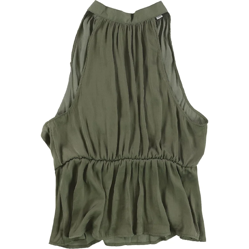 American Eagle Womens Tie Back Peplum Blouse, Green, Medium Bold Women's Animal Print