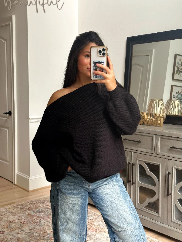 Black Slouchy Sweater Rugged Women's Outdoor 